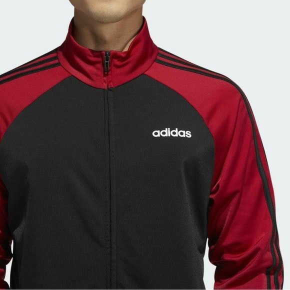 Adidas zip up Tricot Track Jacket Red n Black Size Small - Picture 1 of 6